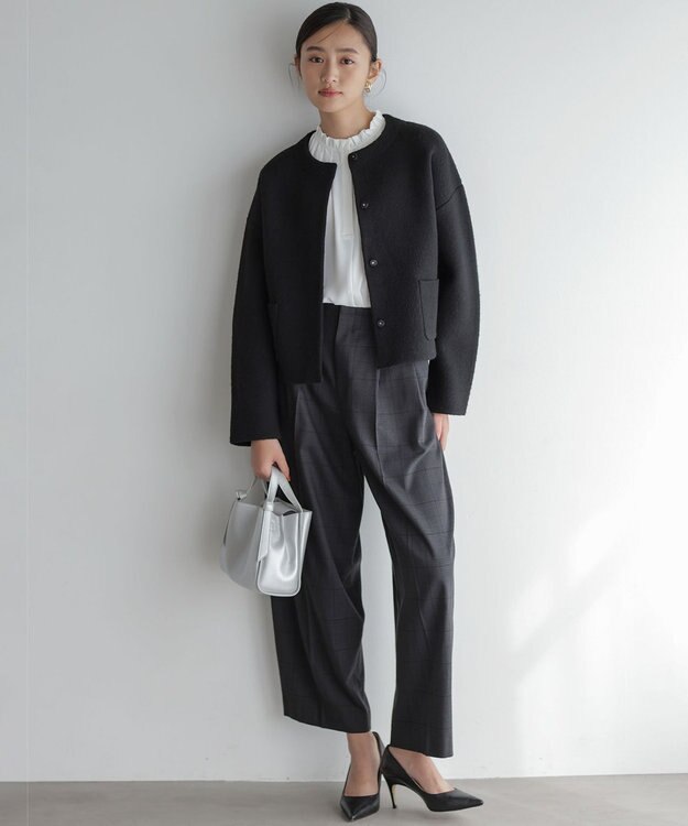 組曲 S プレーティングニットアウター ジャケット ブラック系