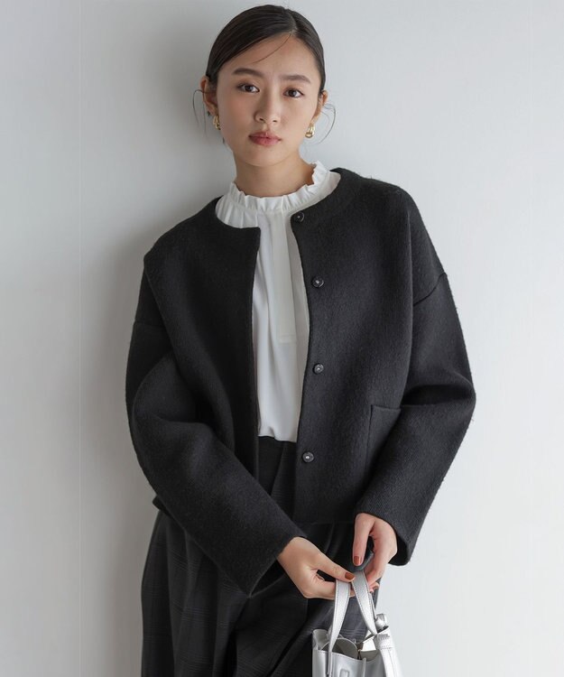 組曲 L プレーティングニットアウター ジャケット ブラック系