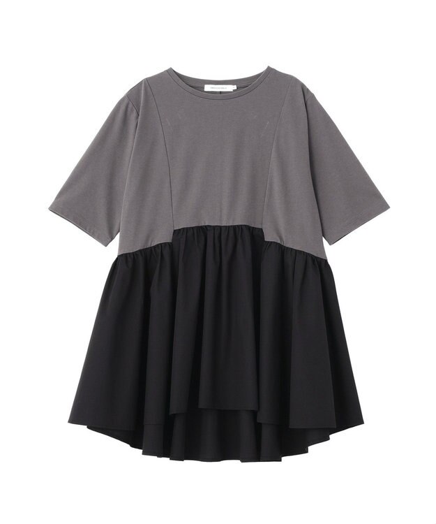 AMERICAN HOLIC 布帛切替ペプラム半袖プルオーバー Charcoal Gray