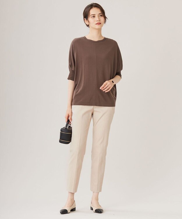 自由区 【接触冷感・UVカット・吸水速乾】シェルタリングオックステーパード パンツ シャンブレーベージュ