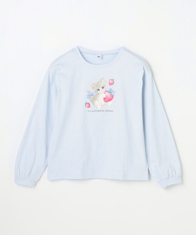 ANY KIDS 【Strawberry Collection】アートプリント 長袖Tシャツ サックスブルー