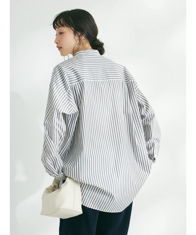 CRAFT STANDARD BOUTIQUE バンドカラーシャツ Stripe Gray