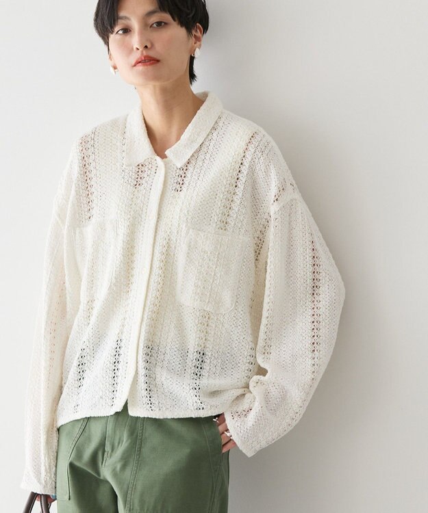 AMERICAN HOLIC Ｗポケットレースシャツ Off White
