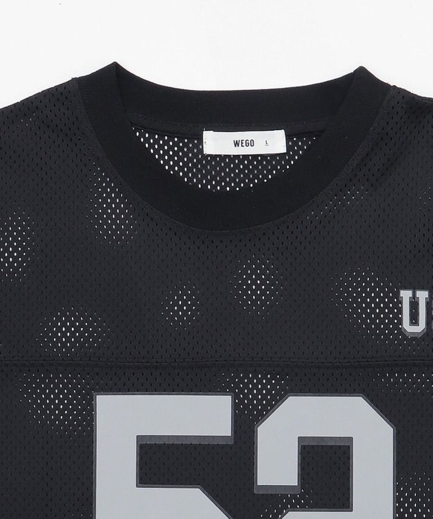 WEGO 【ユニセックス着用ITEM/MLサイズ展開】メッシュナンバリンググラフィックT（SS） ブラック
