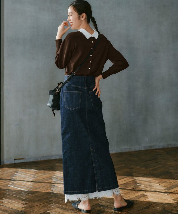 23区 23区DENIM Iライン デニムスカート ネイビー系