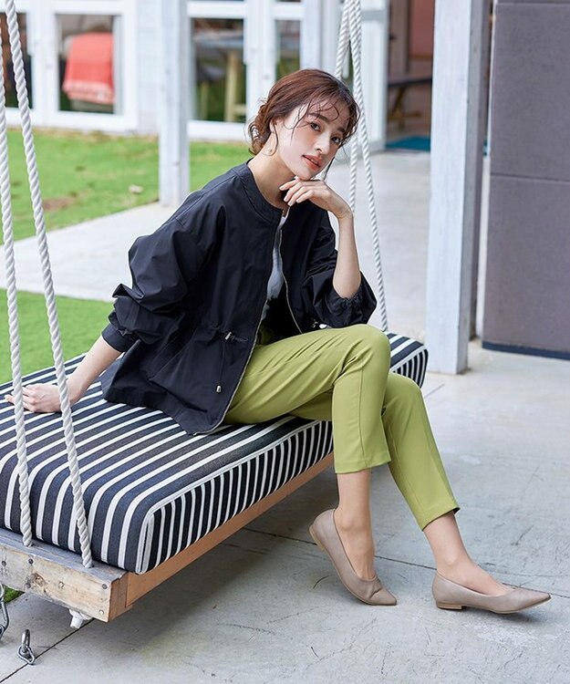 Tiaclasse L 【ダブルストレッチ・洗える】テーパードパンツ ライム