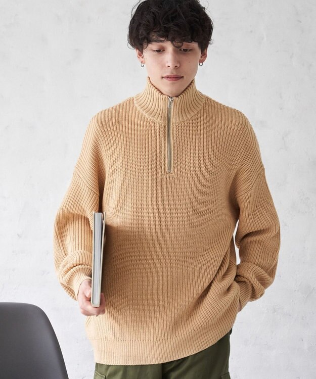 WEGO オーバーフィットハーフジッププルオーバー イエロー