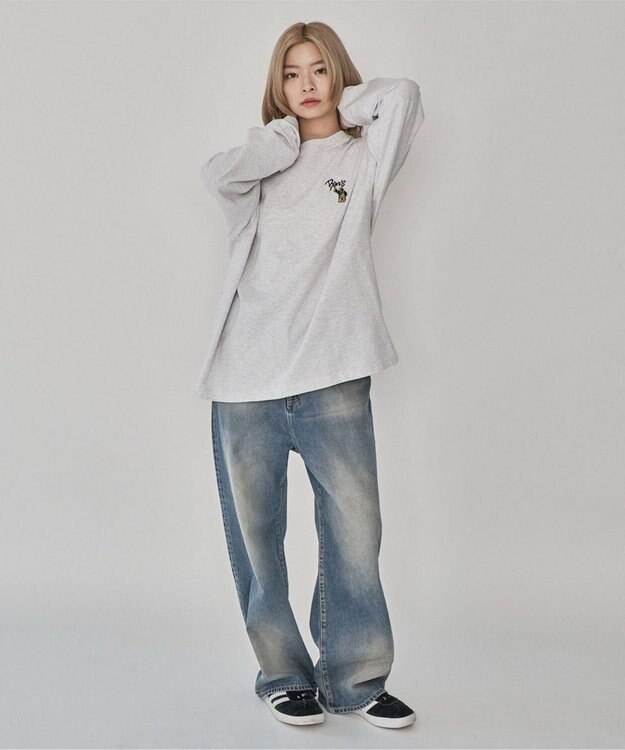 WEGO 【ユニセックス着用ITEM】別注BENDAVISワンポイントT（LS） アッシュグレー