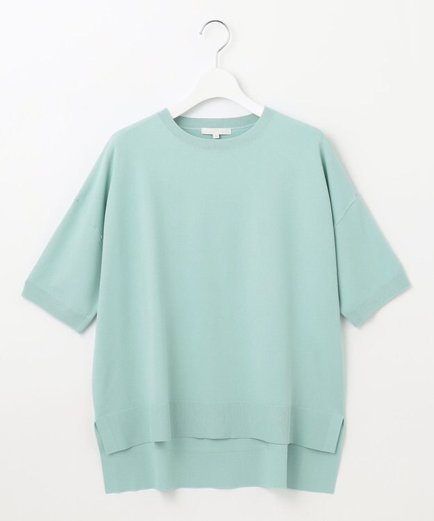 自由区 L 【接触冷感・UVカット・WEB限定カラーあり】クレープストレッチプルオーバー ニット アクア