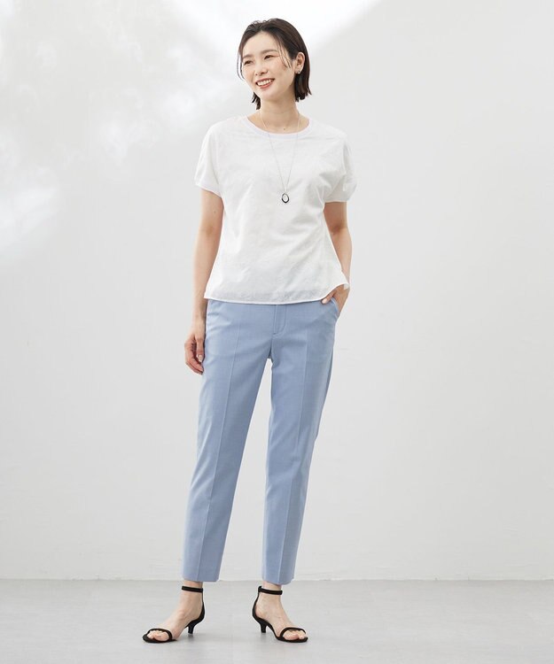 J.PRESS LADIES 【セットアップ対応・洗える・撥水】コットンFITTY テーパード パンツ サックス系