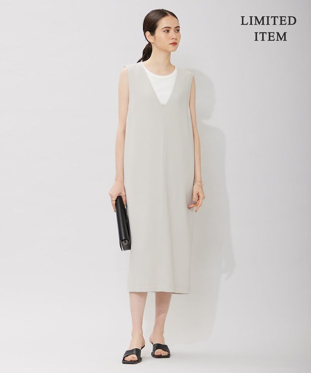 ICB 【WEB限定・洗える】BackSatinGeorgette ジャンパースカートワンピース ベージュ系