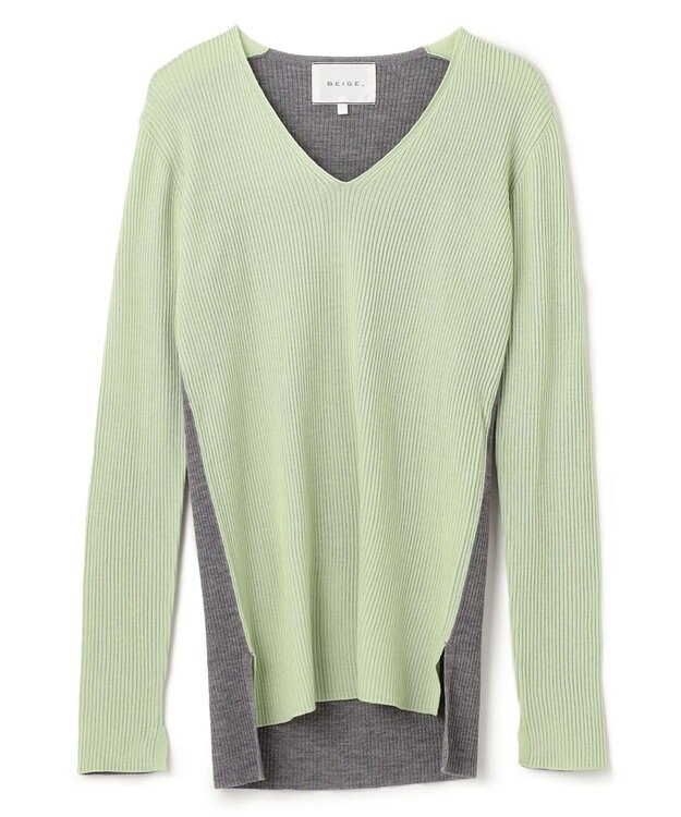BEIGE， LA MONNAIE / Vネックニット Sage×M.Gray