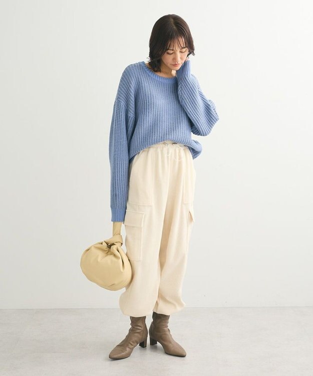 Green Parks ・ＥＬＥＮＣＡＲＥ　ＤＵＥ　タック編バイカラーニット Blue