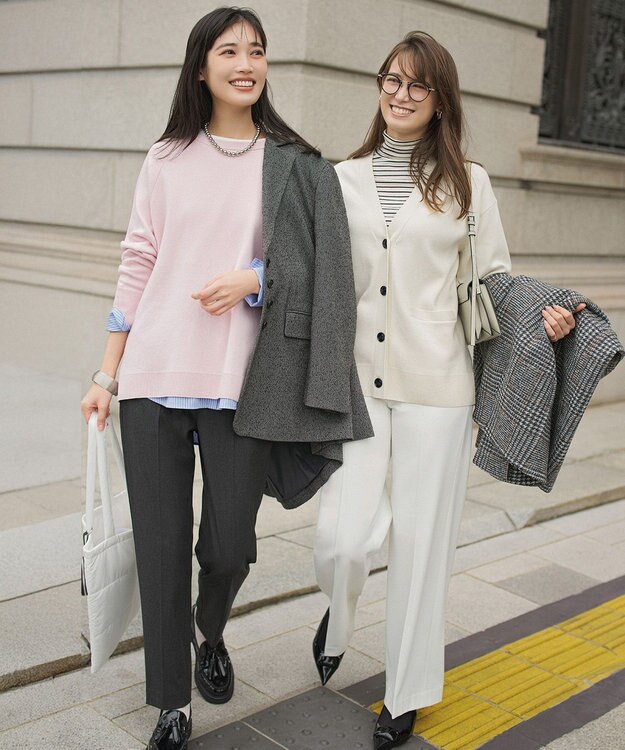 UNFILO L 【ウエストゴム/14サイズ展開】beauty warm pants テーパード チャコール