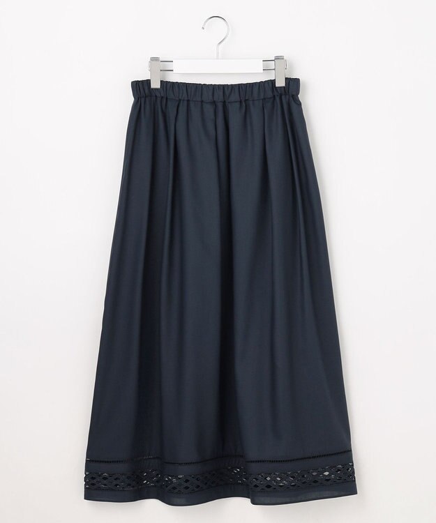 J.PRESS LADIES スパンソフトクロス刺繍 スカート ネイビー系
