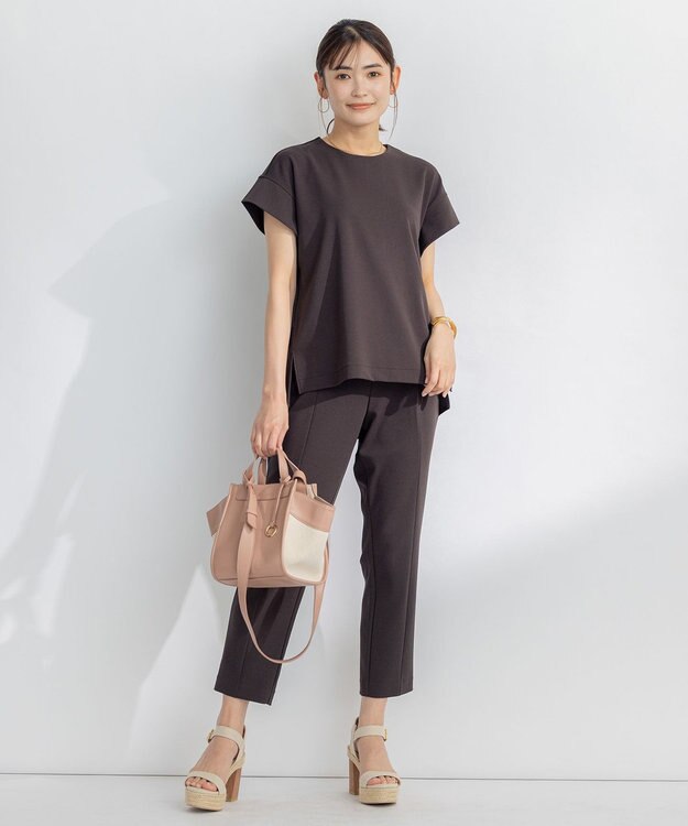 組曲 【吸湿・冷感・UVケア】スタイルアップジャージー パンツ ブラウン系