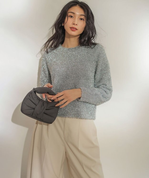 組曲 ラメシャギーニット シルバー系