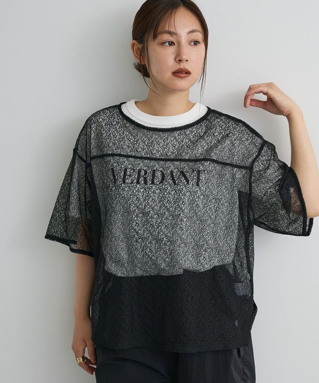 CRAFT STANDARD BOUTIQUE レースワイドTブラウス Black