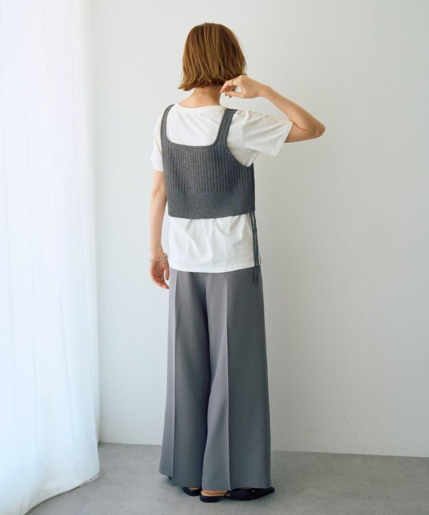 YECCA VECCA 【UVカット/接触冷感/洗える】ベルト付きイージーケアワイドパンツ Gray