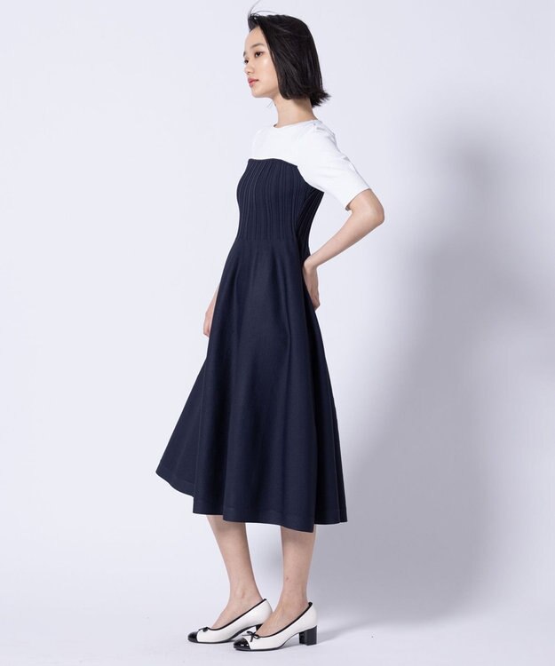TOCCA BEA TOP KNIT DRESS ニットドレス オフ×ネイビー