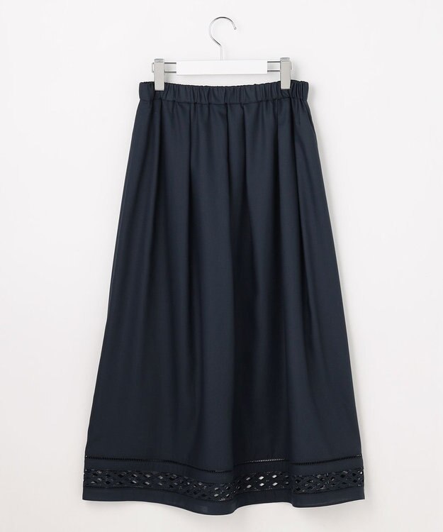 J.PRESS LADIES スパンソフトクロス刺繍 スカート ネイビー系