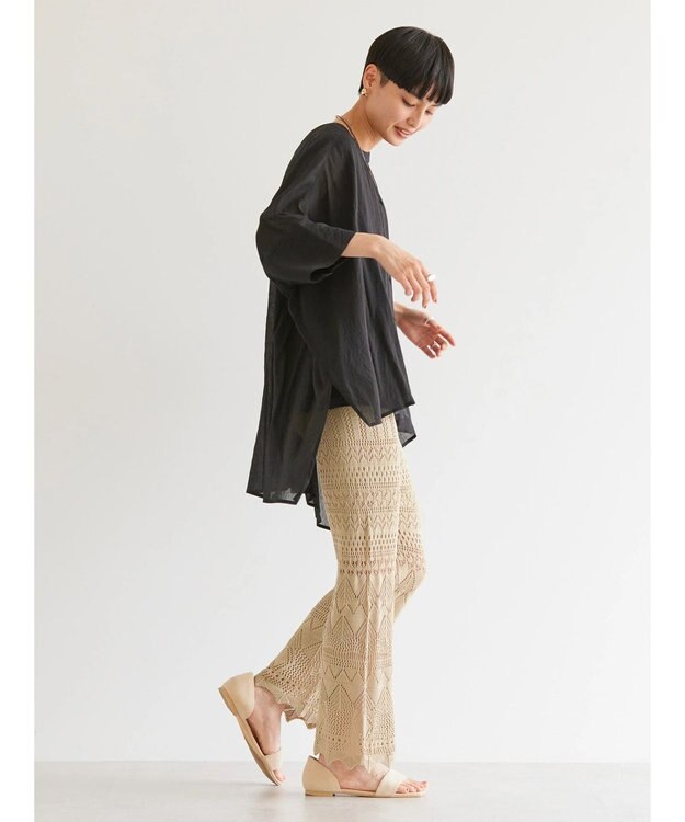 AMERICAN HOLIC バックギャザーＶネックシアーシャツ Black