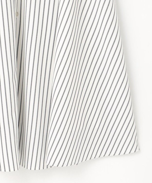 ANY SIS 【洗える】バンドカラー シャツワンピース グレーストライプ