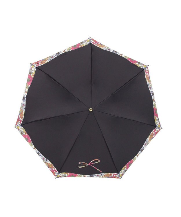 MOONBAT 【簡単開閉】ランバン オン ブルー (LANVIN en Bleu) リボン 花柄 折りたたみ傘 サテンプリント ブラック