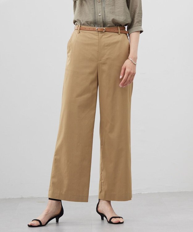 J.PRESS LADIES 【洗える・接触冷感・吸水速乾】ドライリネンストレッチ ワイド パンツ キャメル系