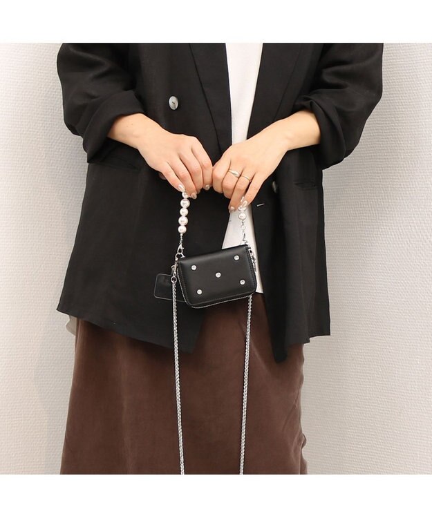 UNBILLION VERYコラボ ペルケ perche / 牛革パールハンドルジャバラウォレット ブラック