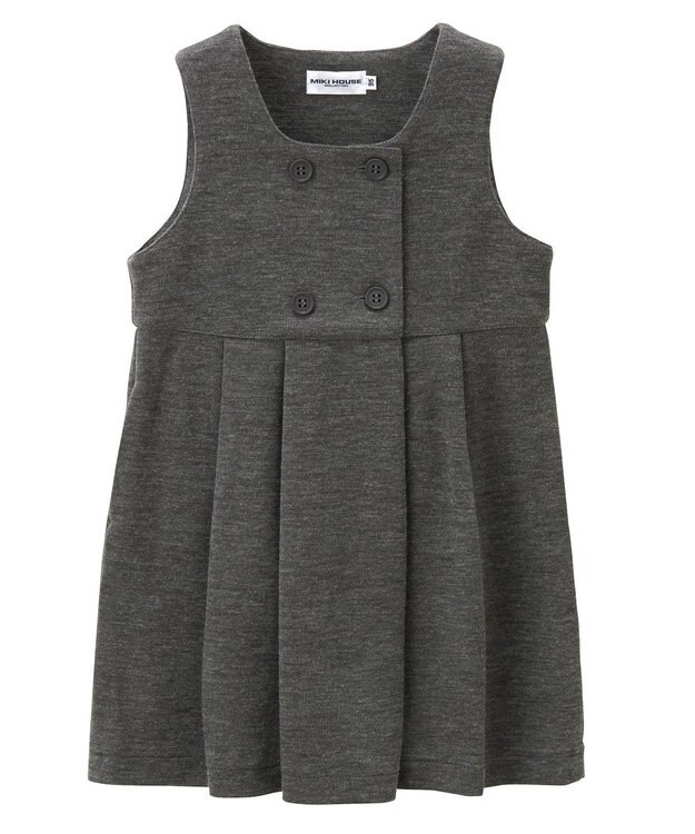 MIKI HOUSE HOT BISCUITS 【90-130cm】ポンチジャージ素材のジャンパースカート グレー