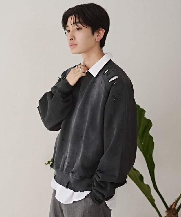 WEGO ショートダメージプルオーバー ブラックその他