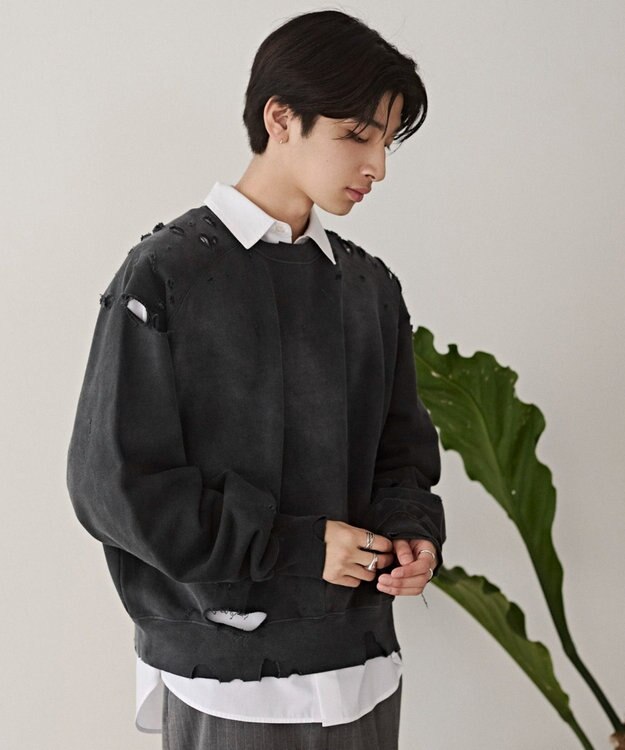 WEGO ショートダメージプルオーバー ブラックその他