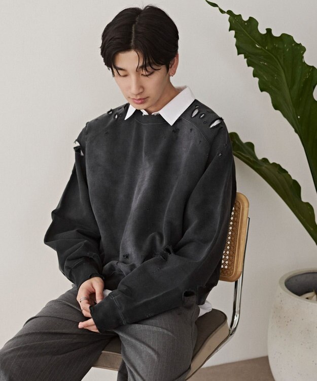 WEGO ショートダメージプルオーバー ブラックその他