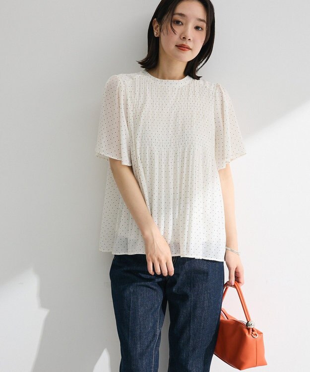 Green Parks マジョリカプリーツショートスリーブブラウス Dot