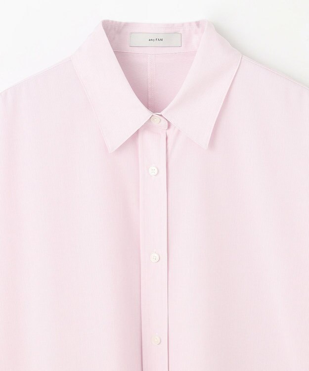 ANY 【接触冷感/UVカット/抗菌防臭/速乾】エニィファンクション半袖シャツブラウス ピンクストライプ