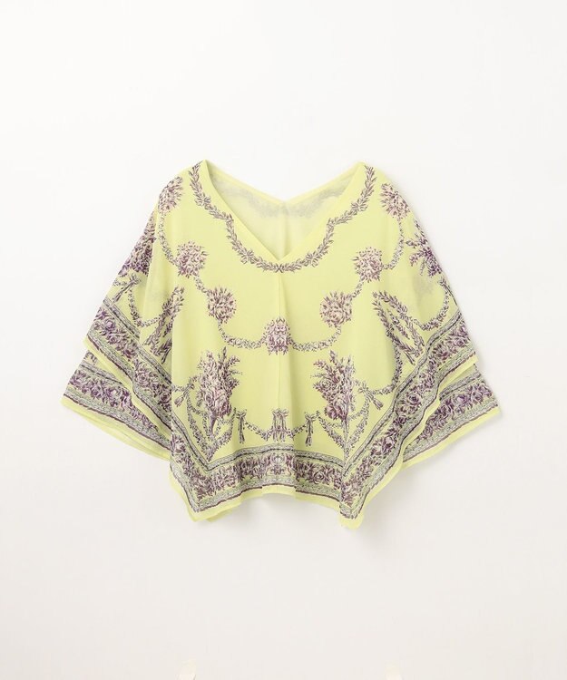 GRACE CONTINENTAL スカーフプリントポンチョトップ イエロー