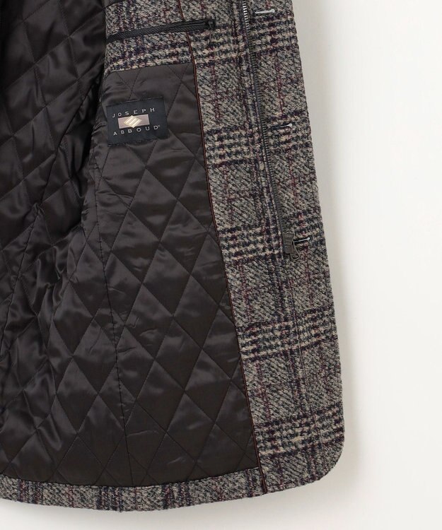 JOSEPH ABBOUD 【イタリア素材/軽量/中綿キルト裏地】スライバーチェックジャージー ジャケット グレー系4