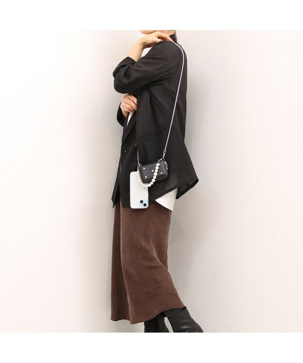 UNBILLION VERYコラボ ペルケ perche / 牛革パールハンドルジャバラウォレット ブラック