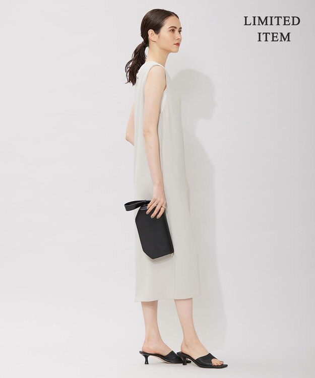 ICB 【WEB限定・洗える】BackSatinGeorgette ジャンパースカートワンピース ベージュ系