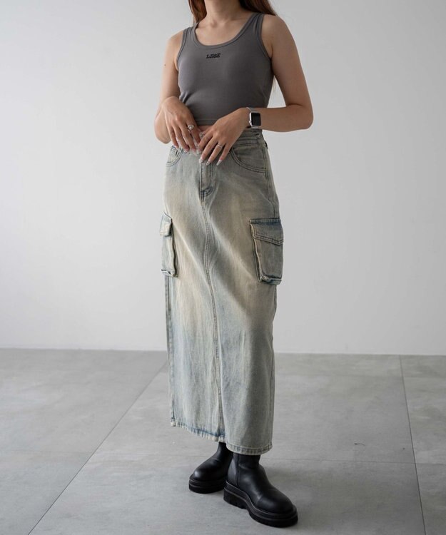 WEGO カーゴデニムスカート デニム淡色