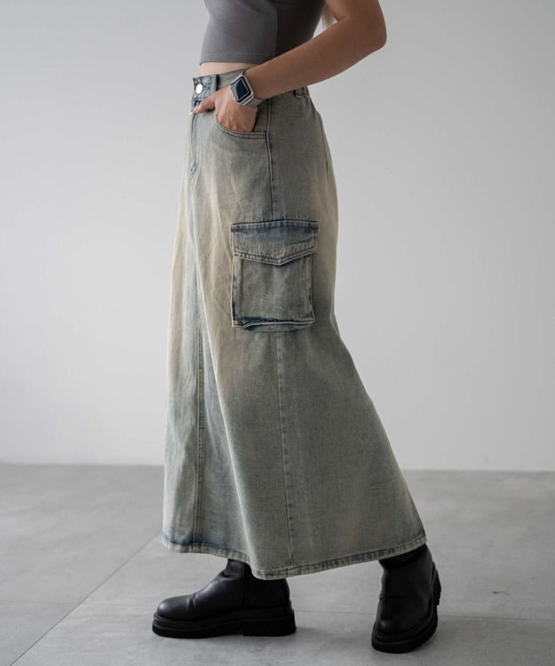 WEGO カーゴデニムスカート デニム淡色