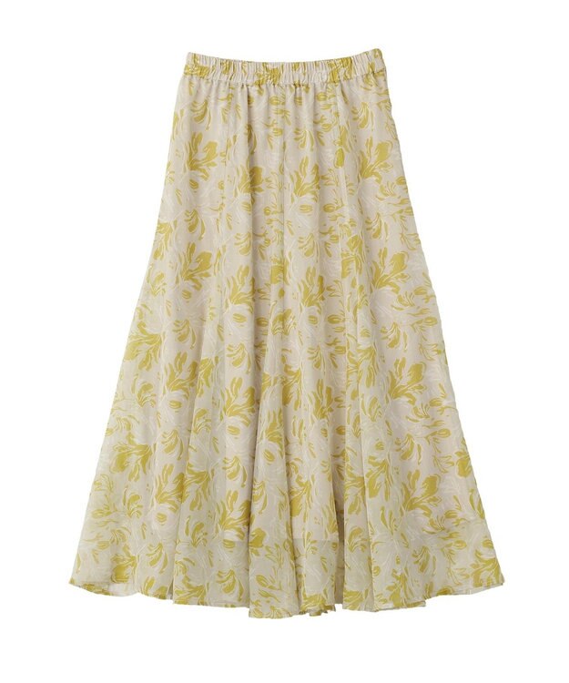 YECCA VECCA ボタニカル柄シアーロングスカート Yellow