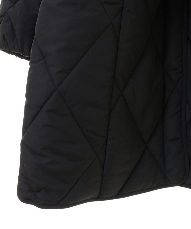 Green Parks ファー衿ダイヤキルト中綿コート Black