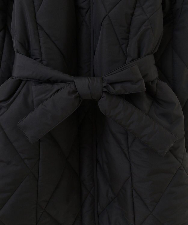 Green Parks ファー衿ダイヤキルト中綿コート Black