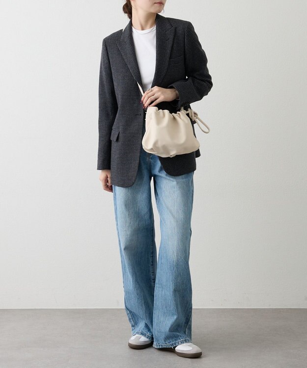 russet レザー巾着4WAYショルダーバッグ(CE-1454) Ivory