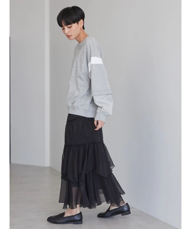 AMERICAN HOLIC 袖異素材ミニ裏毛プルオーバー Light Gray Mixture