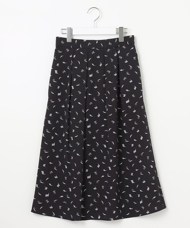 自由区 【洗える・XSサイズあり】ブラッシュドシャドープリント スカート モノトーン系