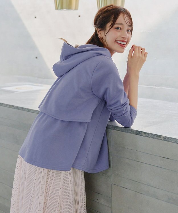 Tiaclasse 【洗える】裏毛バックフレアパーカー ラベンダー