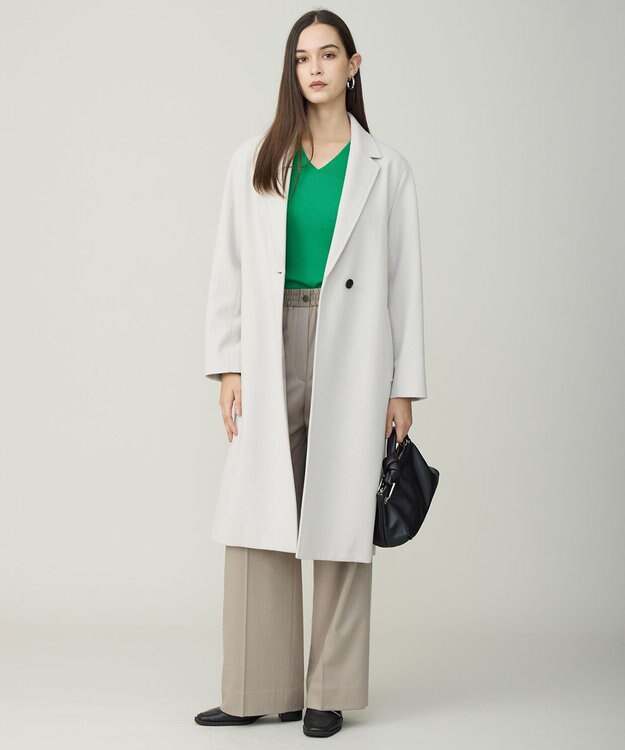 ICB L ウールカシミヤメルトン チェスターコート トープ